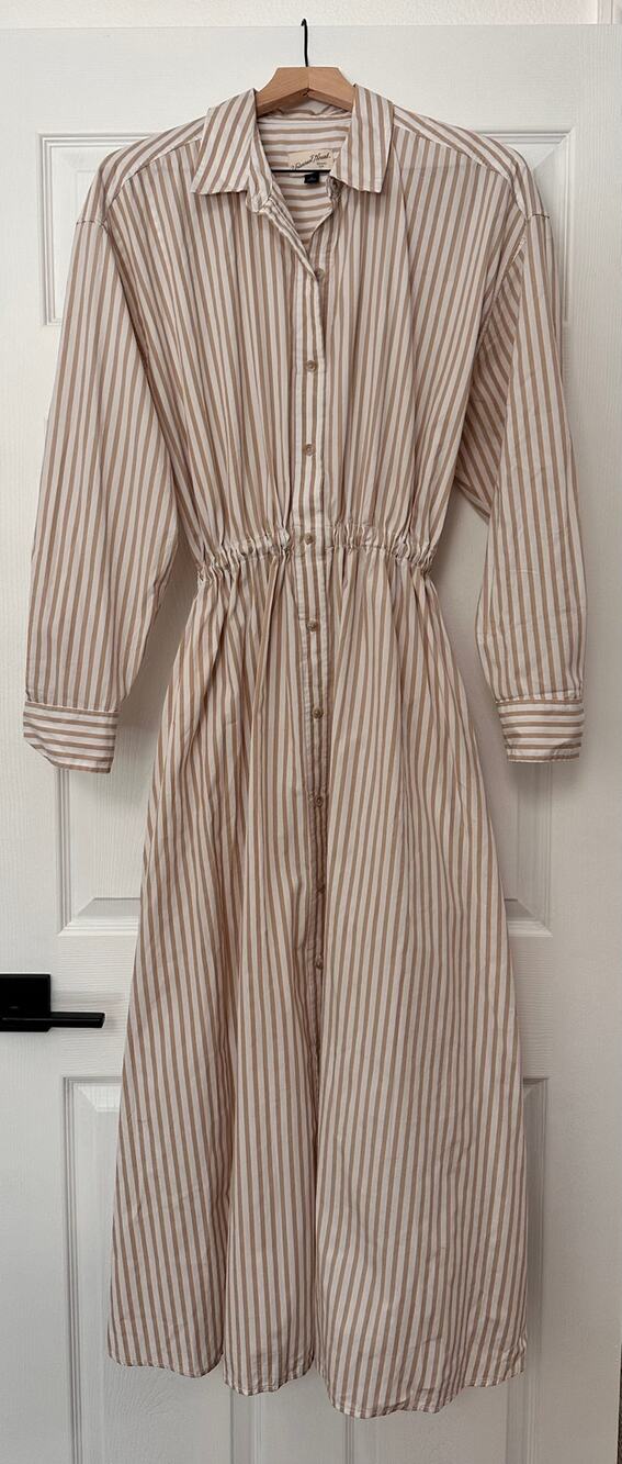 Universal Thread XL Striped Maxi Shirt Dress Tan Cream NWOT